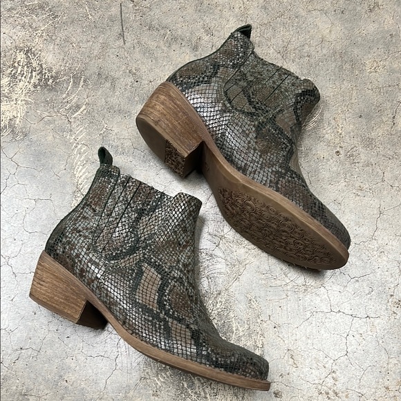 Eric Michael Green and Brown Ankle Boots with Snakeskin Texture - Picture 5 of 9